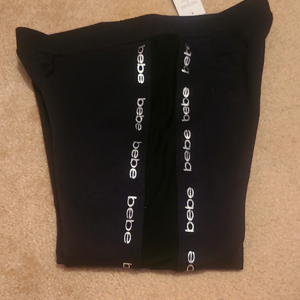 Bebe Black Leggings with Logo